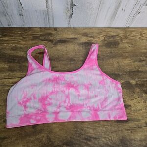 No Boundaries Pink Tie-Dye Sports Bra Womens Plus Size XXL